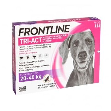 FRONTLINE Tri-Act, spot-on, soluție antiparazitară, câini 20-40kg, 3 pipete