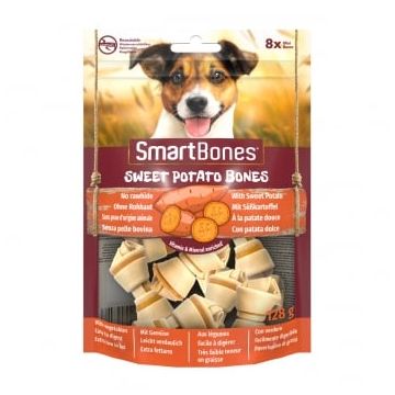 SMARTBONES Flavours Sweet Potato Bones Mini, recompense câini, Oase aromate Cartof Dulce, 8buc