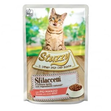 STUZZY Shreds, Vită, plic hrană umedă pisici, (în sos), 85g