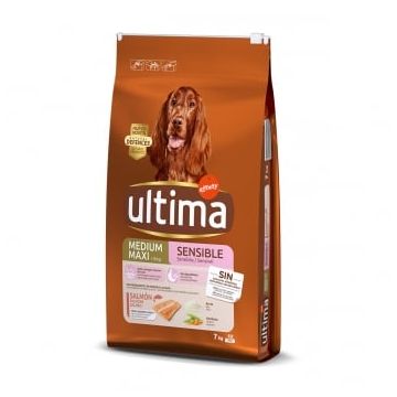 ULTIMA Dog Medium & Maxi Adult Sensitive, Somon, hranÄƒ uscatÄƒ cÃ¢ini, confort digestiv, 7kg