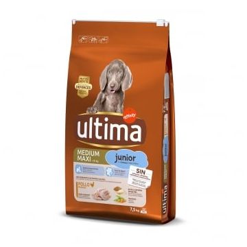 ULTIMA Dog Medium & Maxi Junior, Pui, hranÄƒ uscatÄƒ cÃ¢ini, 7.5kg