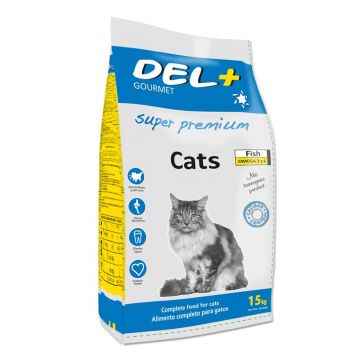 Hrana Uscata Pisici Super-Premium Gourmet Del+ Cat Super Premium, 15 kg