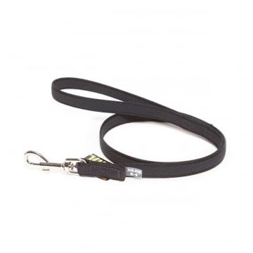 JULIUS-K9 Color & Gray, lesă antiderapantă cu mâner câini, 30kg, textil, bandă, 14mm x 1m, negru