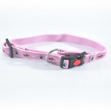 Zgarda Nylon Caini Mol Model Pink Click 15 mm x 30-45 cm