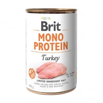 BRIT Mono Protein, Curcan, conservă hrană umedă monoproteică fără cereale câini, (pate), 400g