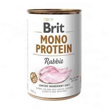 BRIT Mono Protein, Iepure, conservă hrană umedă monoproteică fără cereale câini, (pate), 400g