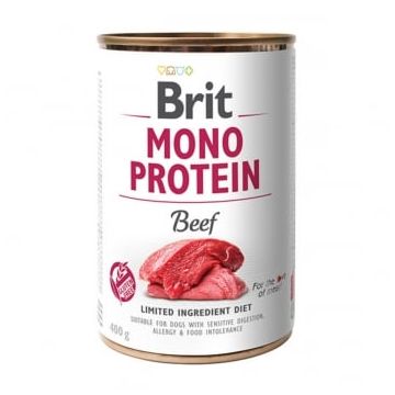 BRIT Mono Protein, Vită, conservă hrană umedă monoproteică fără cereale câini, (pate), 400g