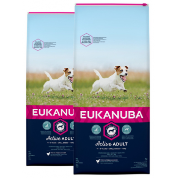 EUKANUBA Active Adult Small Breed 30 kg (2 x 15kg) hrana uscata caini adulti de talie mica, cu pui