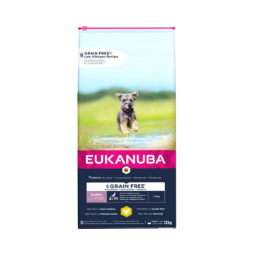 EUKANUBA Puppy Grain Free pentru talie mica/medie S/M 12 kg hrana pentru catelusi