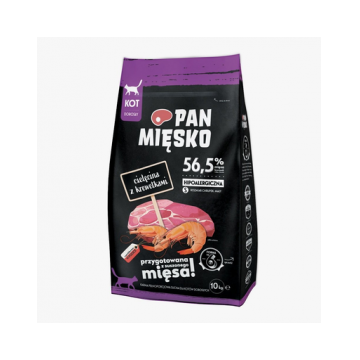 PAN MIĘSKO hrana pentru pisici S 10 kg, cu vitel si creveti
