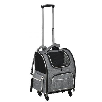 PawHut Transport pentru caini cu roti, geanta pentru carucior cu design 2 in 1, tesatura Oxford si poliester, 43x33x51,5 cm | AOSOM RO de firma originala