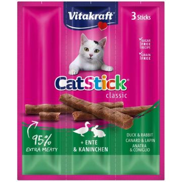 Recompense Pisici Vitakraft CatStick Iepure si Rata, 3 x 18 g