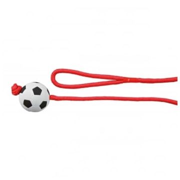 TRIXIE, jucărie minge de fotbal cu sfoară câini, cauciuc, 6cm x 1m, multicolor