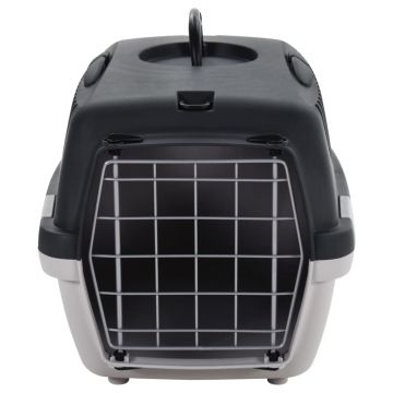 vidaXL Cutie de transport animale, gri și negru, 48x32x31 cm, PP