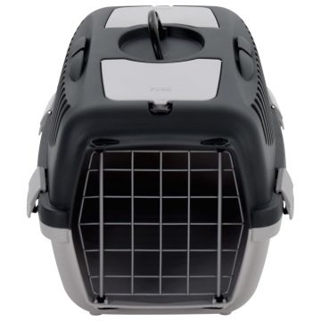 vidaXL Cutie de transport animale, gri și negru, 55x36x35 cm, PP