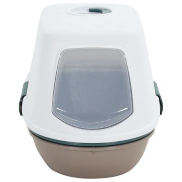 vidaXL Litieră pentru pisici cu capac alb și maro, 58,5x39,5x43 cm, PP