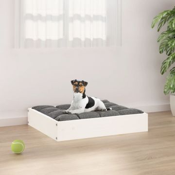 vidaXL Pat pentru câini, alb, 51,5x44x9 cm, lemn masiv de pin