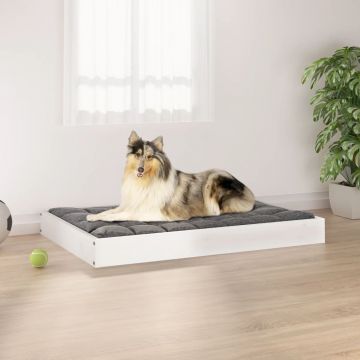 vidaXL Pat pentru câini, alb, 91,5x64x9 cm, lemn masiv de pin