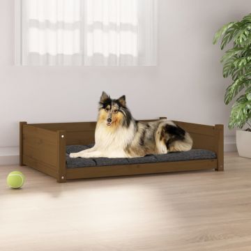 vidaXL Pat pentru câini, maro, 95,5x65,5x28 cm, lemn masiv de pin