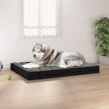 vidaXL Pat pentru câini, negru, 101,5x74x9 cm, lemn masiv de pin