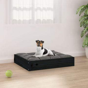 vidaXL Pat pentru câini, negru, 51,5x44x9 cm, lemn masiv de pin
