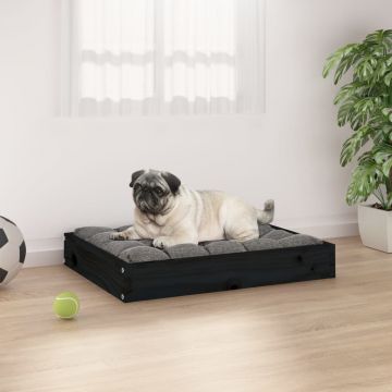 vidaXL Pat pentru câini, negru, 61,5x49x9 cm, lemn masiv de pin