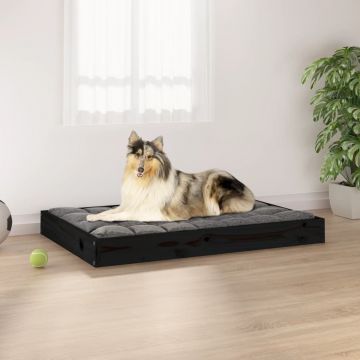 vidaXL Pat pentru câini, negru, 91,5x64x9 cm, lemn masiv de pin