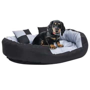 vidaXL Pernă reversibilă lavabilă pt câini gri și negru, 110x80x23 cm