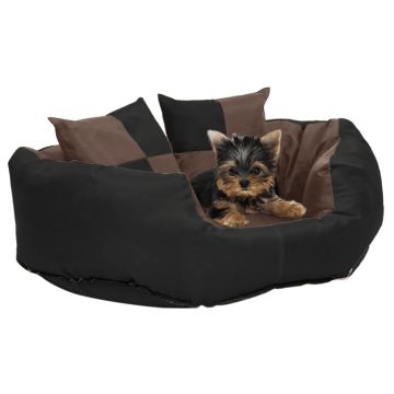 vidaXL Pernă reversibilă lavabilă pt câini, negru și maro, 65x50x20 cm