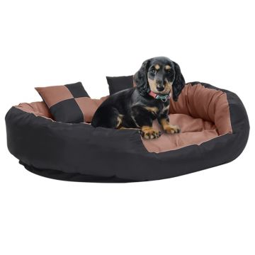 vidaXL Pernă reversibilă lavabilă pt câini negru/maro, 110x80x23 cm