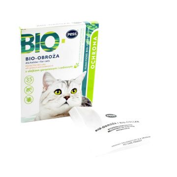 Zgarda Anitiparazitara Pisica Pess Bio cu Uleiuri de Geranium, 35 cm