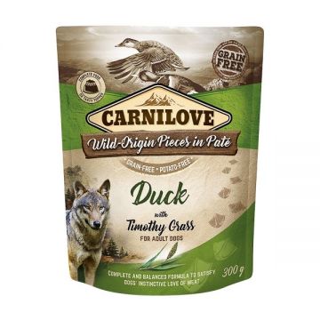 Carnilove Dog Pouch Paté Duck with Timothy Grass, 300 g ieftina