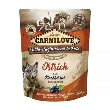 Carnilove Dog Pouch Paté Ostrich with Blackberries, 300 g ieftina