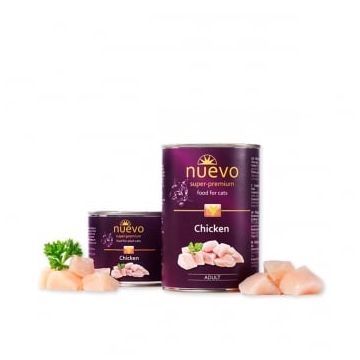 NUEVO, Pui, conservă hrană umedă fără cereale pisici, (pate), 400g