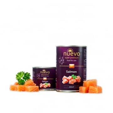 NUEVO, Somon, conservă hrană umedă fără cereale pisici, (pate), 400g