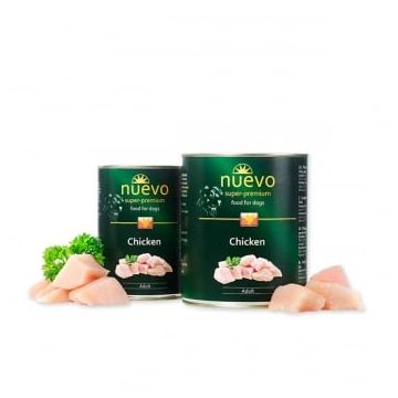 NUEVO, XS-XL, Pui, conservă hrană umedă fără cereale câini, (pate), 400g