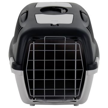 vidaXL Cutie de transport animale, gri și negru, 61x40x38 cm, PP