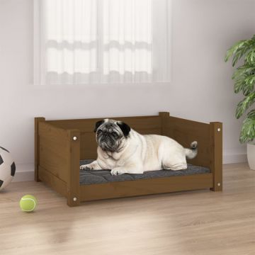 vidaXL Pat pentru câini, maro, 65,5x50,5x28 cm, lemn masiv de pin
