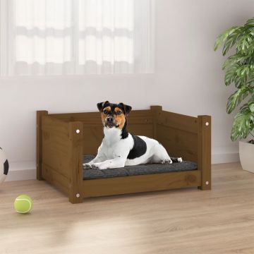 vidaXL Pat pentru câini, maro miere, 55,5x45,5x28 cm, lemn masiv pin