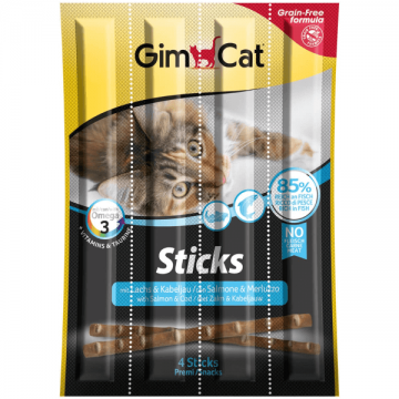 Batoane pentru pisici Gimcat Sticks Somon & Cod 4buc 20g