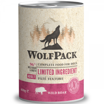 Hrana umeda pentru caini Wolfpack LTD Adult Mistret 400g