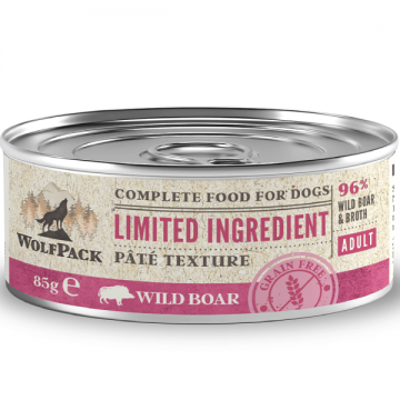 Hrana umeda pentru caini Wolfpack LTD Adult Mistret 85g