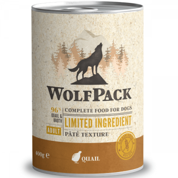 Hrana umeda pentru caini Wolfpack LTD Adult Prepelita 400g