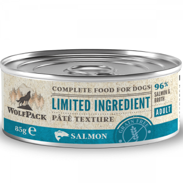 Hrana umeda pentru caini Wolfpack LTD Adult Somon 85g