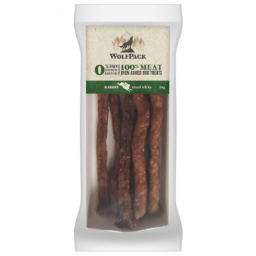 Recompensa pentru caini Wolfpack Pure Meat Sticks Iepure 50g