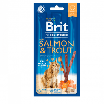 Recompense pentru pisici Brit Sticks Somon&Pastrav 3buc 15g