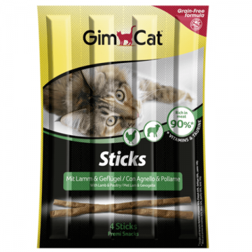 Recompense pentru pisici Gimcat Sticks Miel&Pasare 4buc