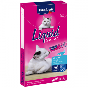 Snack lichid pentru pisici Vitakraft Somon 6x15g PROMO