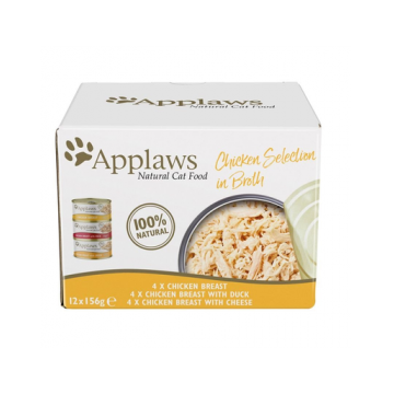 APPLAWS Applaws Cat Tin 12x156g Conserva hrana umeda pisici, Selectie pui in supa