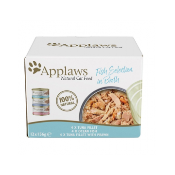 APPLAWS Cat Fish Selection in Broth 48 x 156 g peste in bulion, pentru pisici